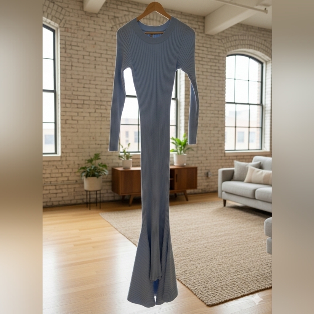 Fashion Nova Kaylie Sweater Maxi Dress - Light Blue Size 1X (EUC) - Picture 5 of 12